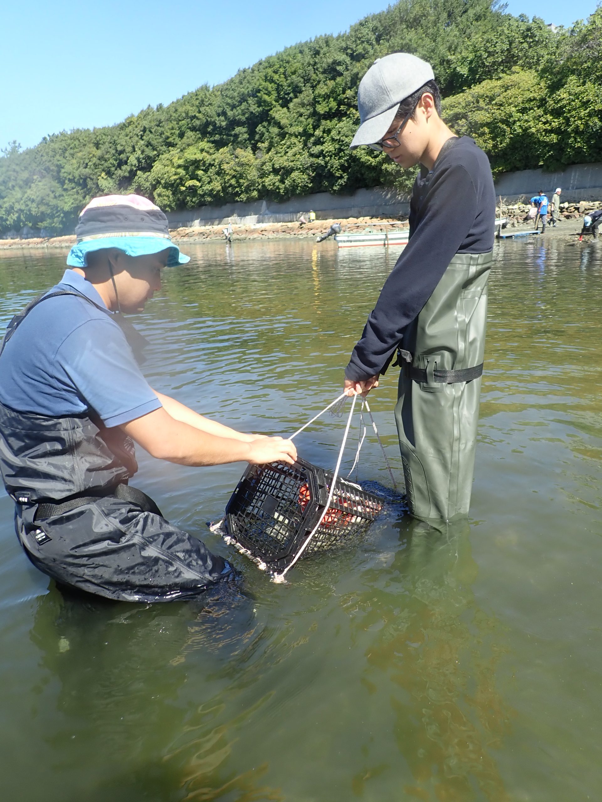 WE LOVE 大阪湾♡生きもののおうちをつくろう! カゴを海に沈めました!